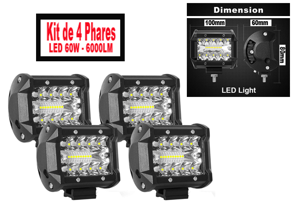 Kit 4 phares LED-30W